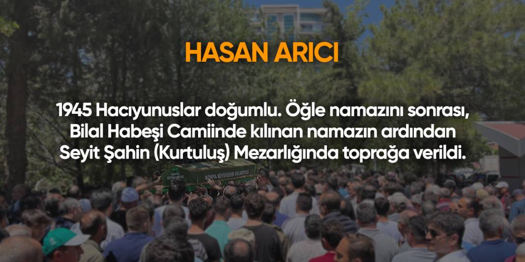 Konya'da bugün vefat edenler | 14 Ağustos 2025 15